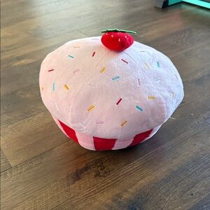 Pink Cupcake Plush with Red Strawberry